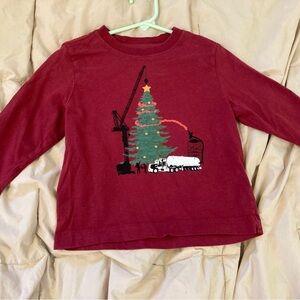 Hanna Andersson Festive Red Construction Long Sleeve Tee